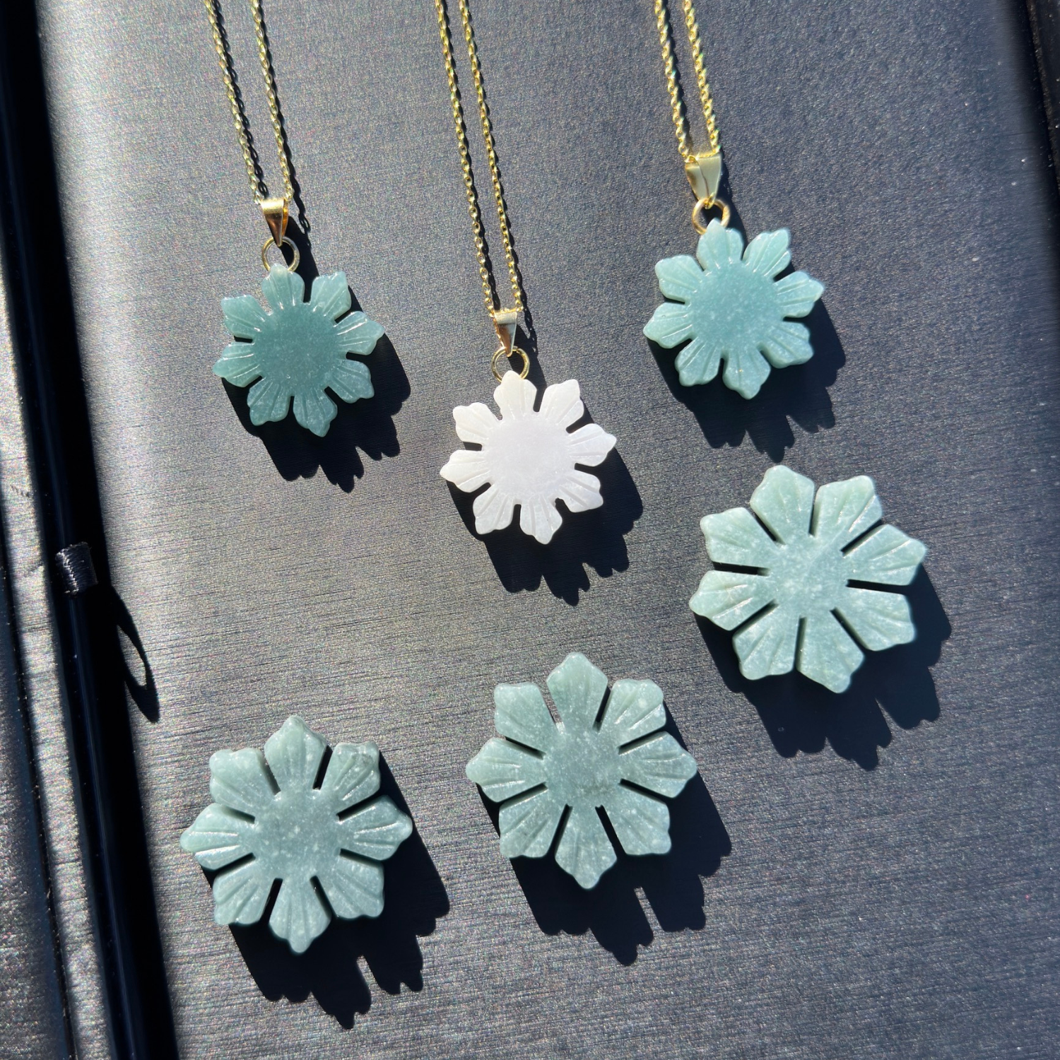 Jade snowflake pendants